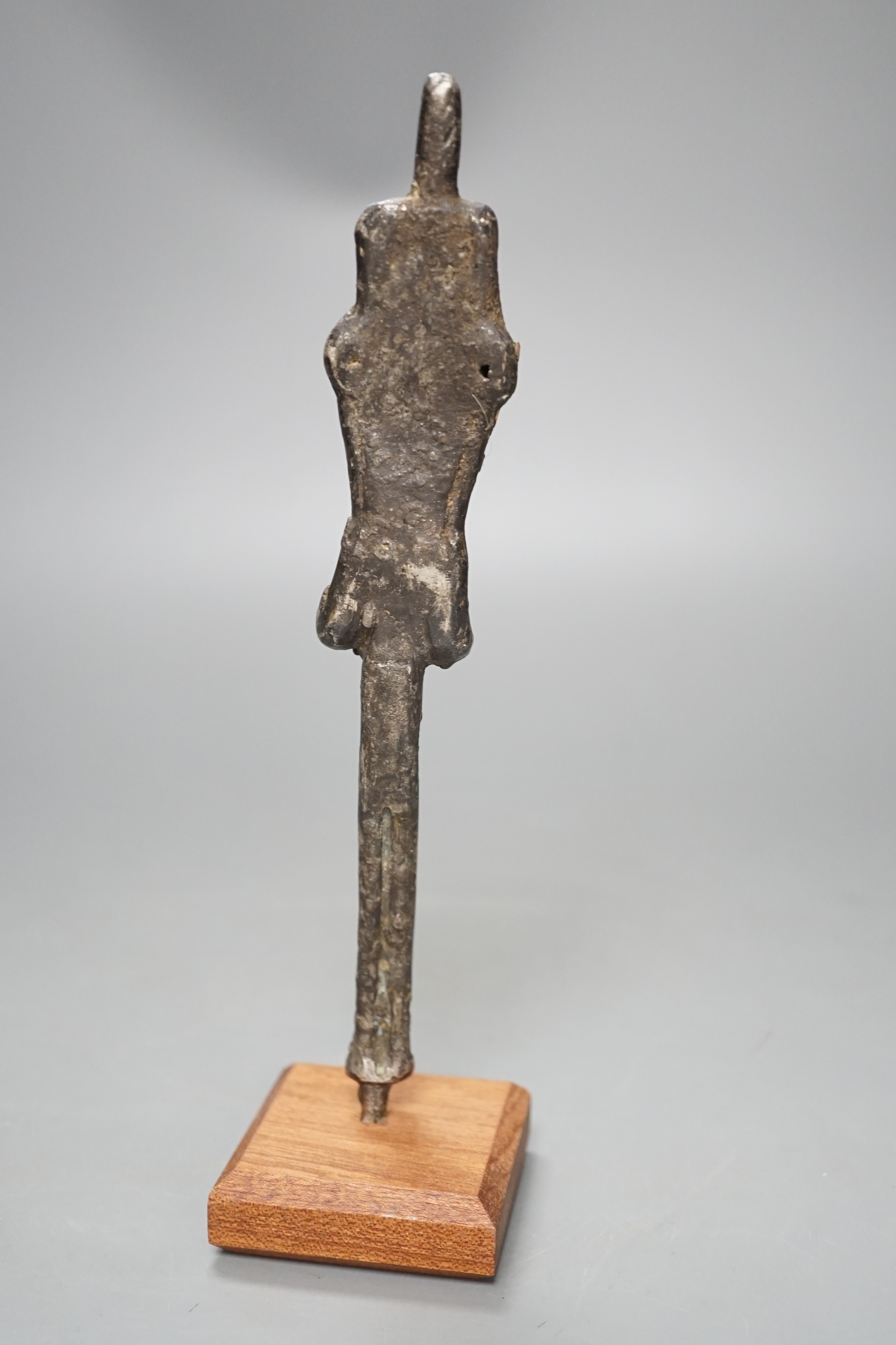 A Yoruba Edan Ogboni figural staff, Nigeria 24cm tall including stand